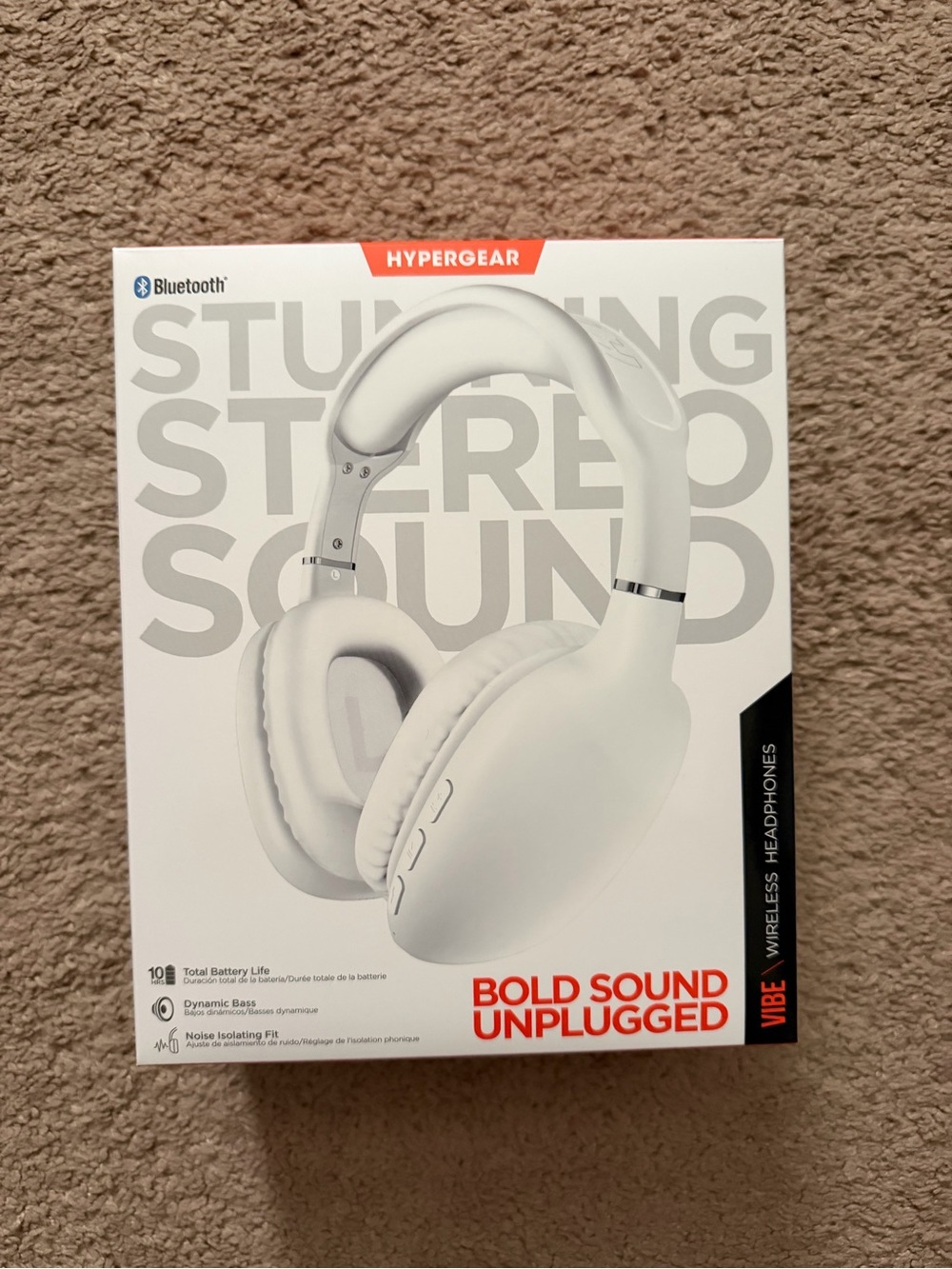 Hypergear Wireless Headphones Bluetooth White Travel Gym Workout NEW